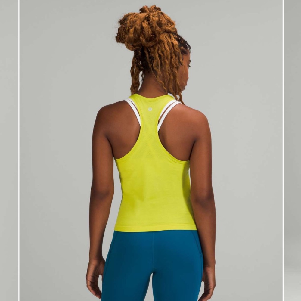 Lululemon Swiftly Tech Racerback Tank Top 2.0 *Race Length Yellow Serpentine 8